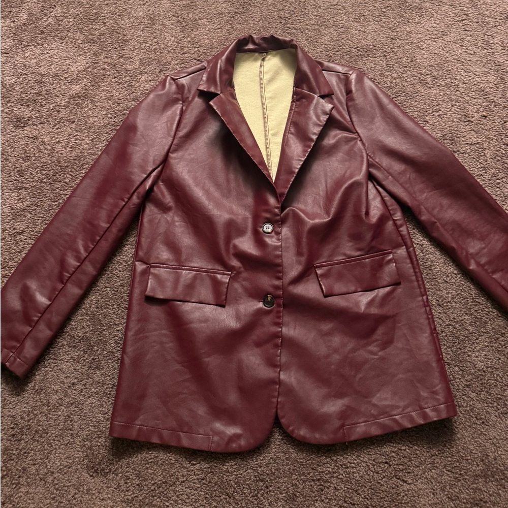 Women's Burgundy Leather Jacket